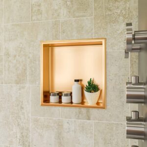 Stainless Steel Shower Niche. Brushed Gold
