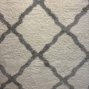 Grey Diamond on Ivory Rug. 6'7 x 9'