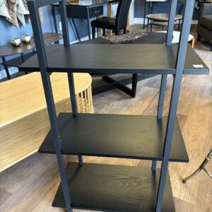 Jarvis 3 tier black metal with wood shelves.