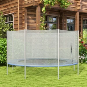 12FT Replacement Trampoline Net Enclosure Safety w- 8 Poles, Grey