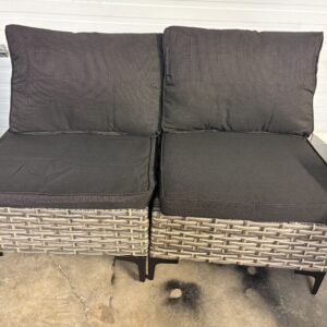 Resin Wicker Love Seat\Chairs with Black Cushions. 48x27x28"H