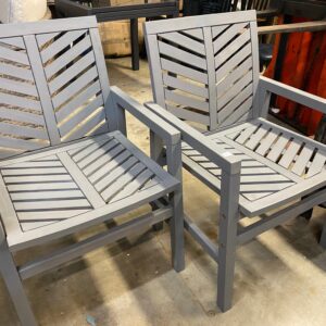 Outdoor Wood Chairs in Grey. 22x22"
