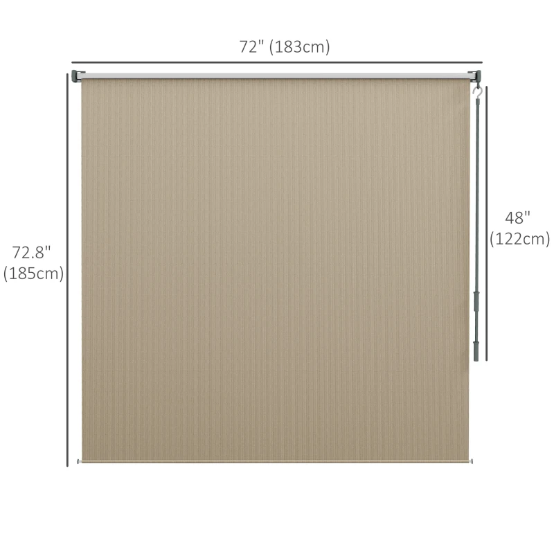 6' x 6' Patio Door Blinds, Outdoor Roller Shades, Cordless Roll Up Shade for Porch Gazebo, Beige - Image 2