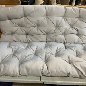 Thick Light Grey Outdoor Seat and Back Cushion with Ties. 50x22