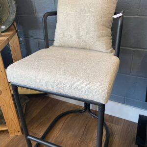 Chenille Bar Stool with Matte Black Frame. 26" Seat Height