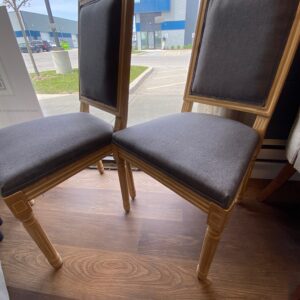 Two Upholstered Grey Fabric Dining Chairs