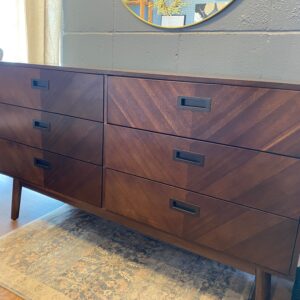 Stunning Six Drawer Wood Dresser with Soft Close Drawers.