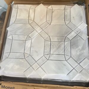 Monet Stone Mosaic Grey and White Tiles. 10 available. 11.75x11.25"