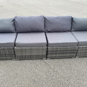 Armless Modular Couch with Grey Cushions. Can be configured a number of ways. each section 26x28x25.5H
