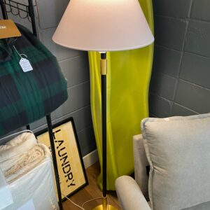 Naora 61" Black and Gold Floor Lamp with Off White Shade