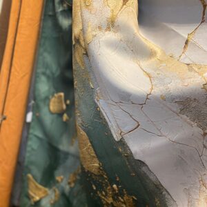 Set of 2 Tab Panel Curtains. Gold/Grey/Green Abstract. 52W, 84"L