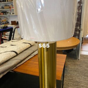 28” gold base lamp with white shade