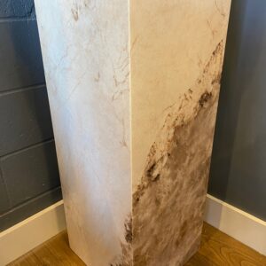 Square faux marble and concrete end table or display stand. 14x14x36”H